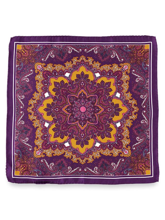 Medallion Silk Pocket Square - Purple Multi Product Image