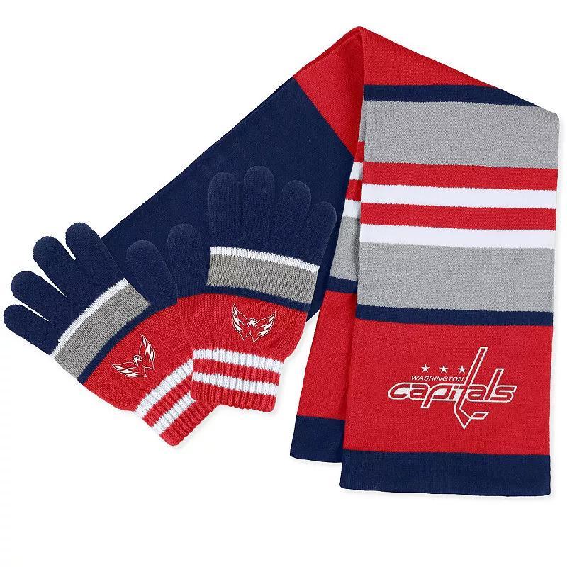 Womens WEAR by Erin Andrews Washington Nationals Stripe Glove & Scarf Set Product Image