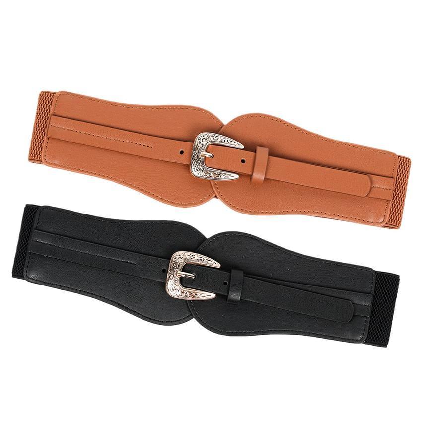 Faux Leather Elastic Cincher Belt Product Image