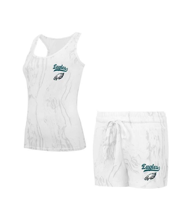 Concepts Sport Womens Philadelphia Eagles Quartz Hacci Knit Tank Top Shorts Sleep Set - White Product Image