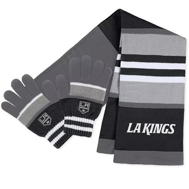 Womens WEAR by Erin Andrews Los Angeles Kings Stripe Glove & Scarf Set Product Image