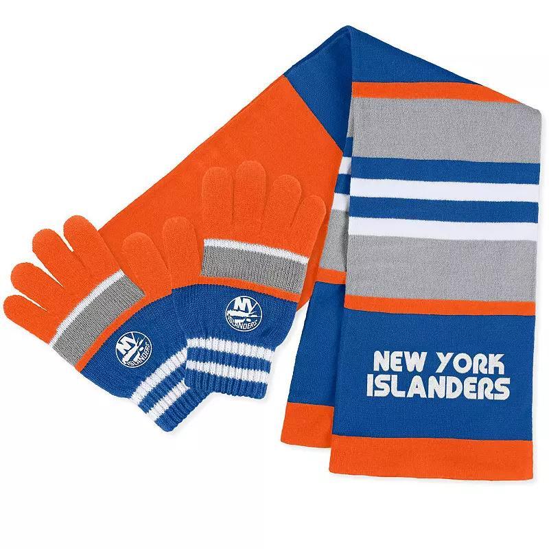 Womens WEAR by Erin Andrews New York Islanders Stripe Glove & Scarf Set Product Image