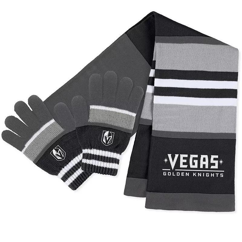 Womens Wear by Erin Andrews Vegas Golden Knights Stripe Glove and Scarf Set Product Image