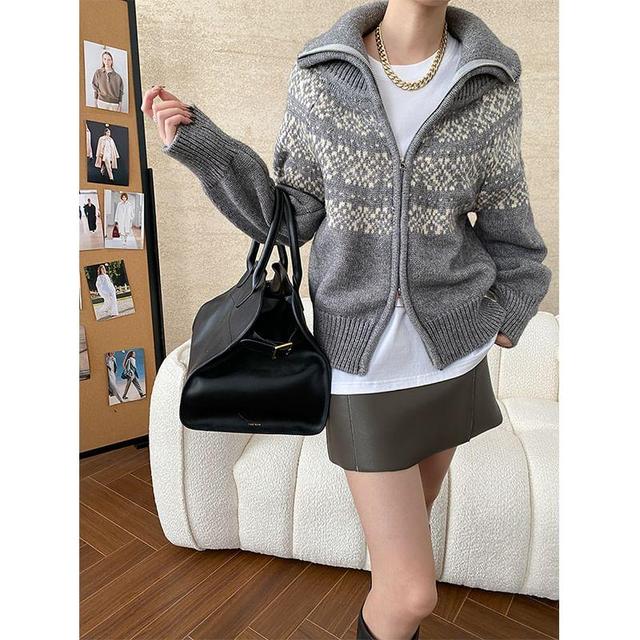 Patterned Zip Cardigan Product Image