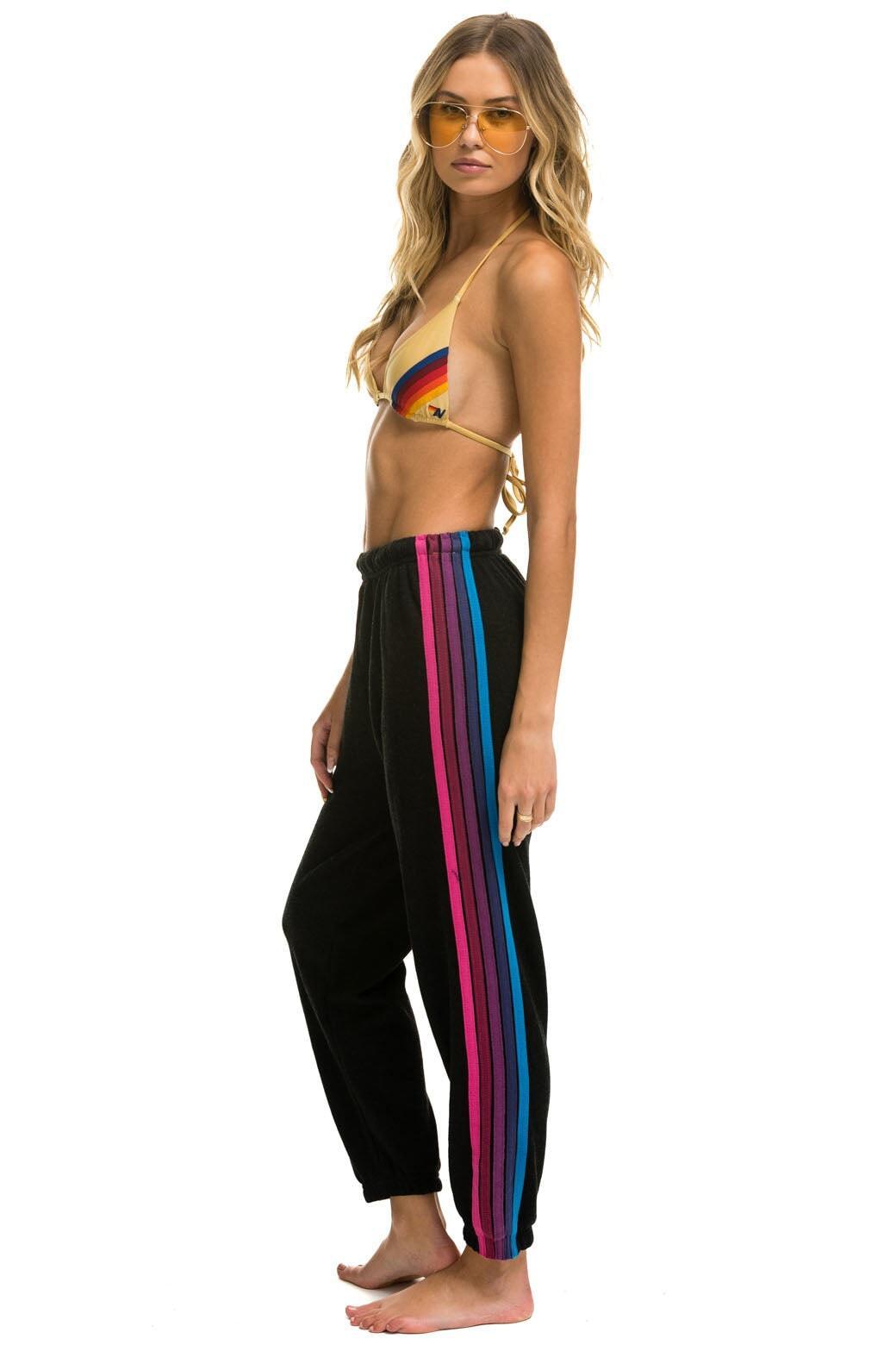 5 STRIPE SWEATPANTS - BLACK // PINK PURPLE Female Product Image