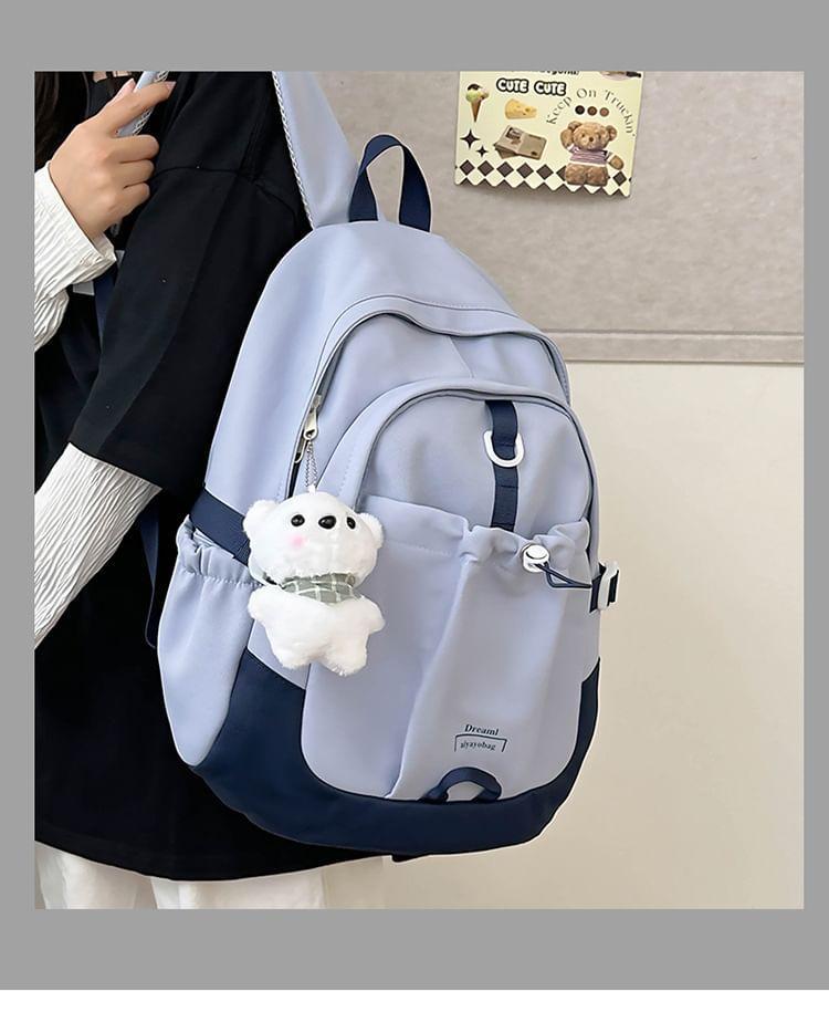 Panel Drawstring Buckle Backpack Product Image