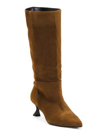 Leather High Shaft Heeled Boots For Women product image