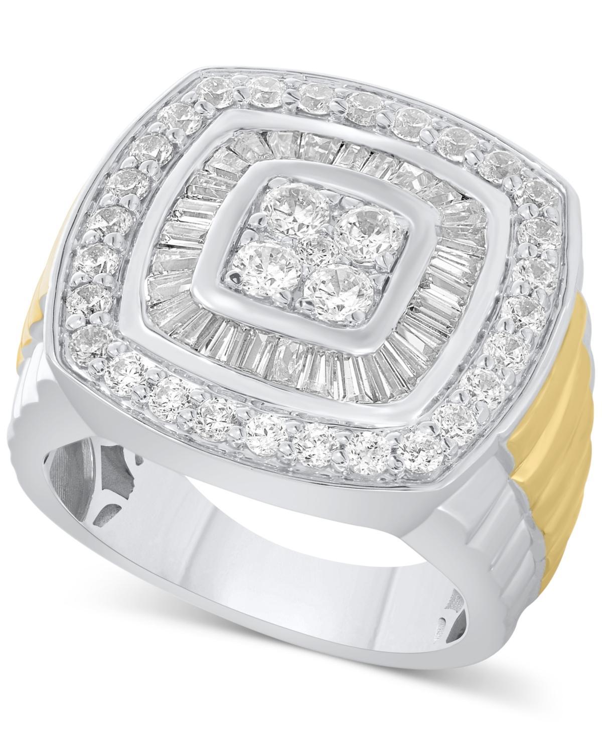 Mens Diamond Baguette & Round Cluster Ring (2 ct. t.w.) in 10k White Gold Product Image