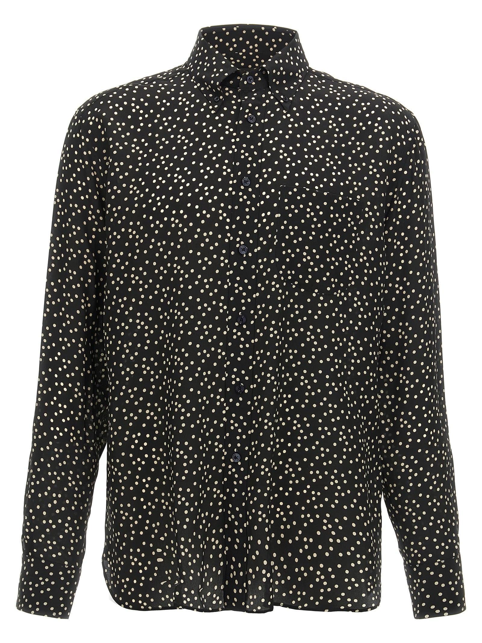 TOM FORD Dotted Silk Crepe De Chine Fluid Shirt In Black   Product Image