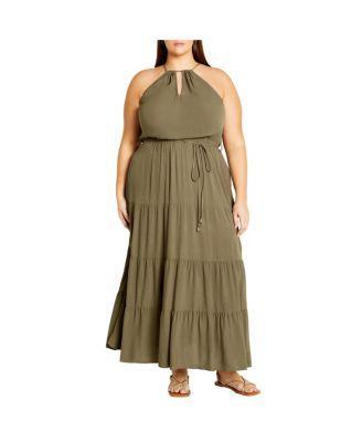 Plus Size Stacey Halter Neck Maxi Dress Product Image