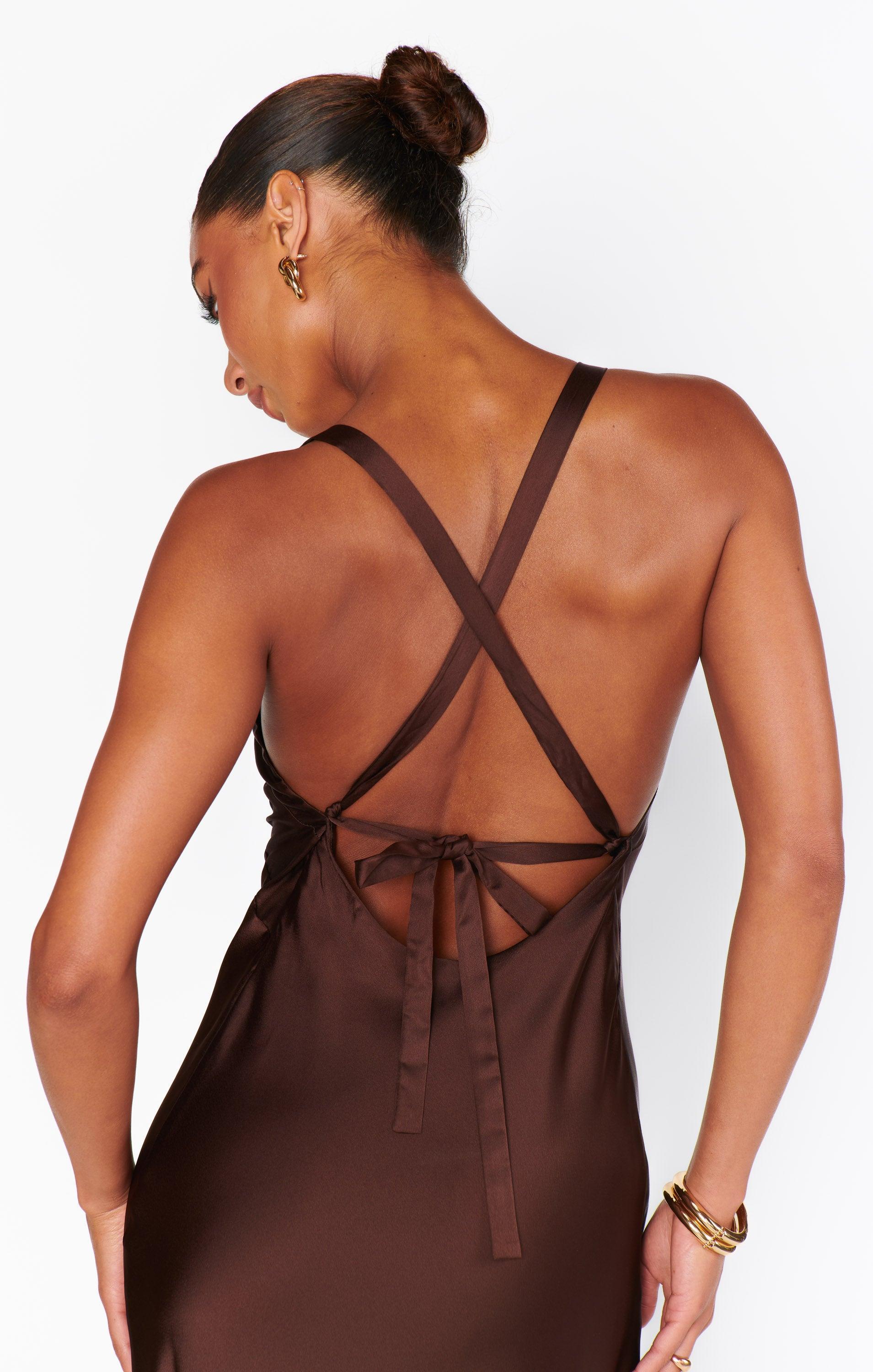 Anderson Maxi Dress ~ Chocolate Luxe Satin Product Image