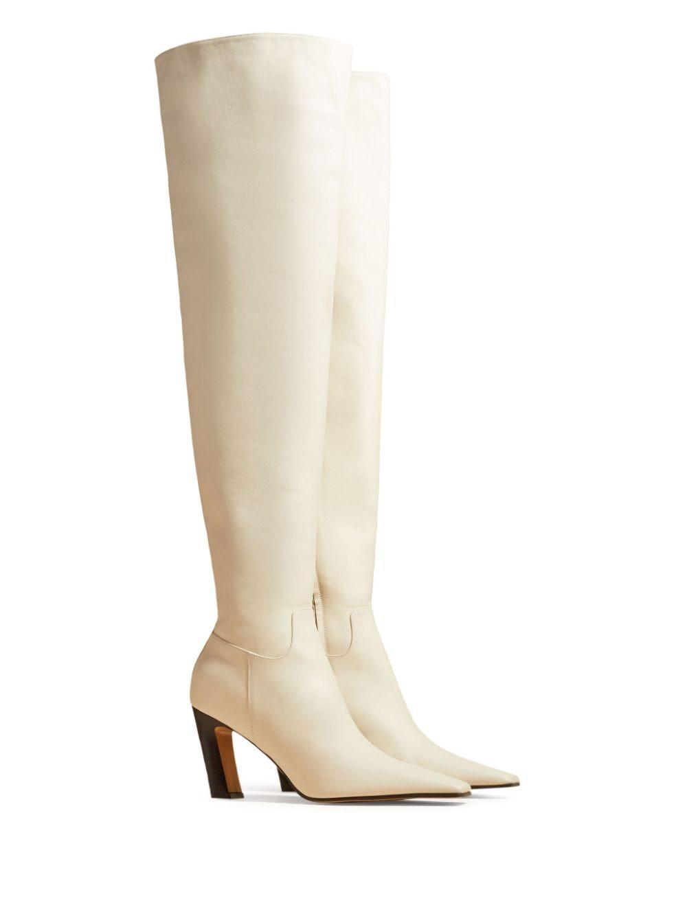 Marfa Leather Over-the-knee Boots In Off White Product Image