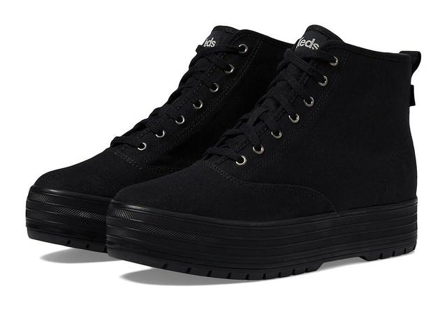 Keds The Platform Mid Lug Black Canvas) Women's Boots Product Image