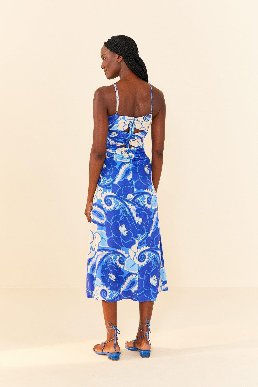 Blue Tropical Groove Lenzing™ Ecovero™ Viscose Midi Dress Product Image