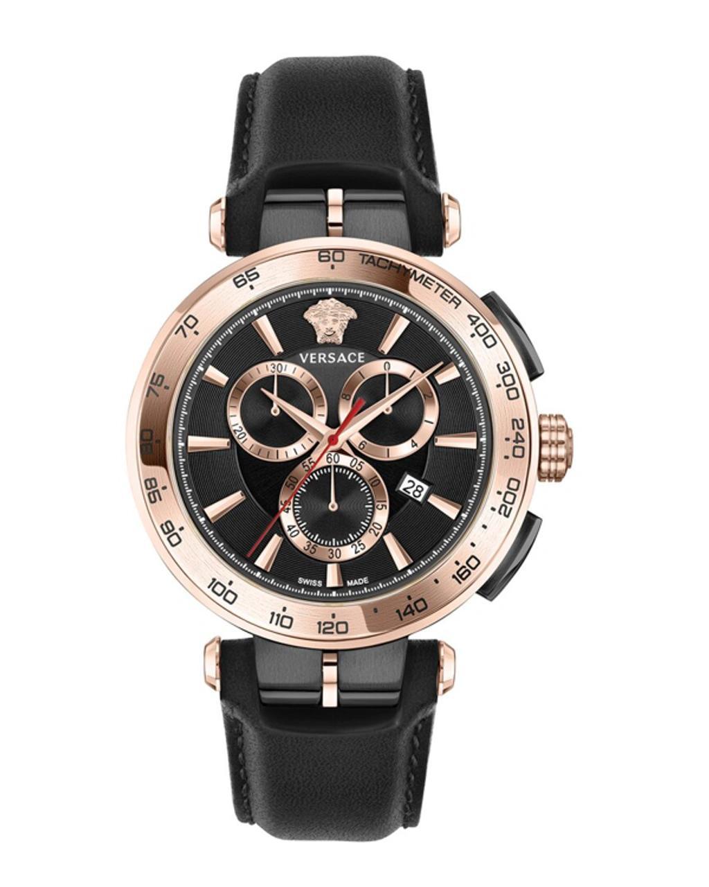 Aion Chrono Leather Watch In Gold Product Image