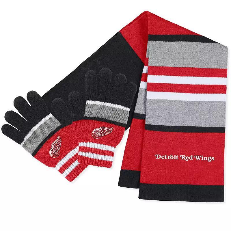 Womens WEAR by Erin Andrews Detroit Red Wings Stripe Glove & Scarf Set Product Image