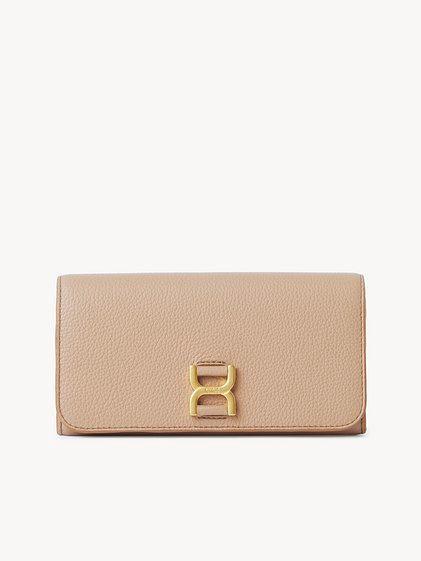 Marcie long wallet with flap in grained leather Product Image