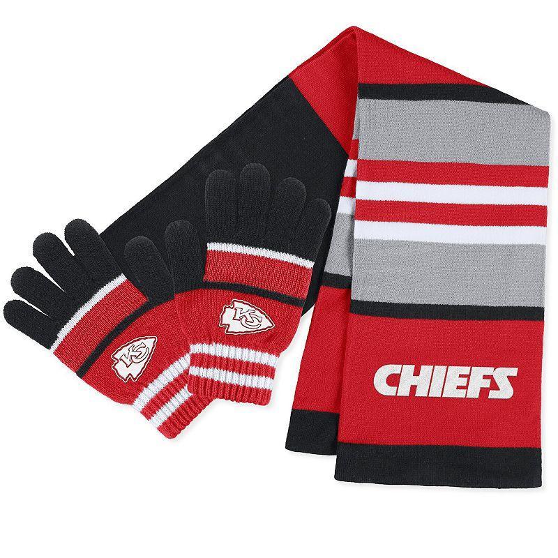 Womens WEAR by Erin Andrews Kansas City Chiefs Stripe Glove & Scarf Set Product Image