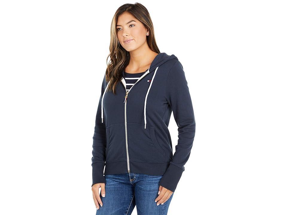 Tommy Hilfiger Flag Zip Hoodie (Sky Captain) Women's Clothing Product Image