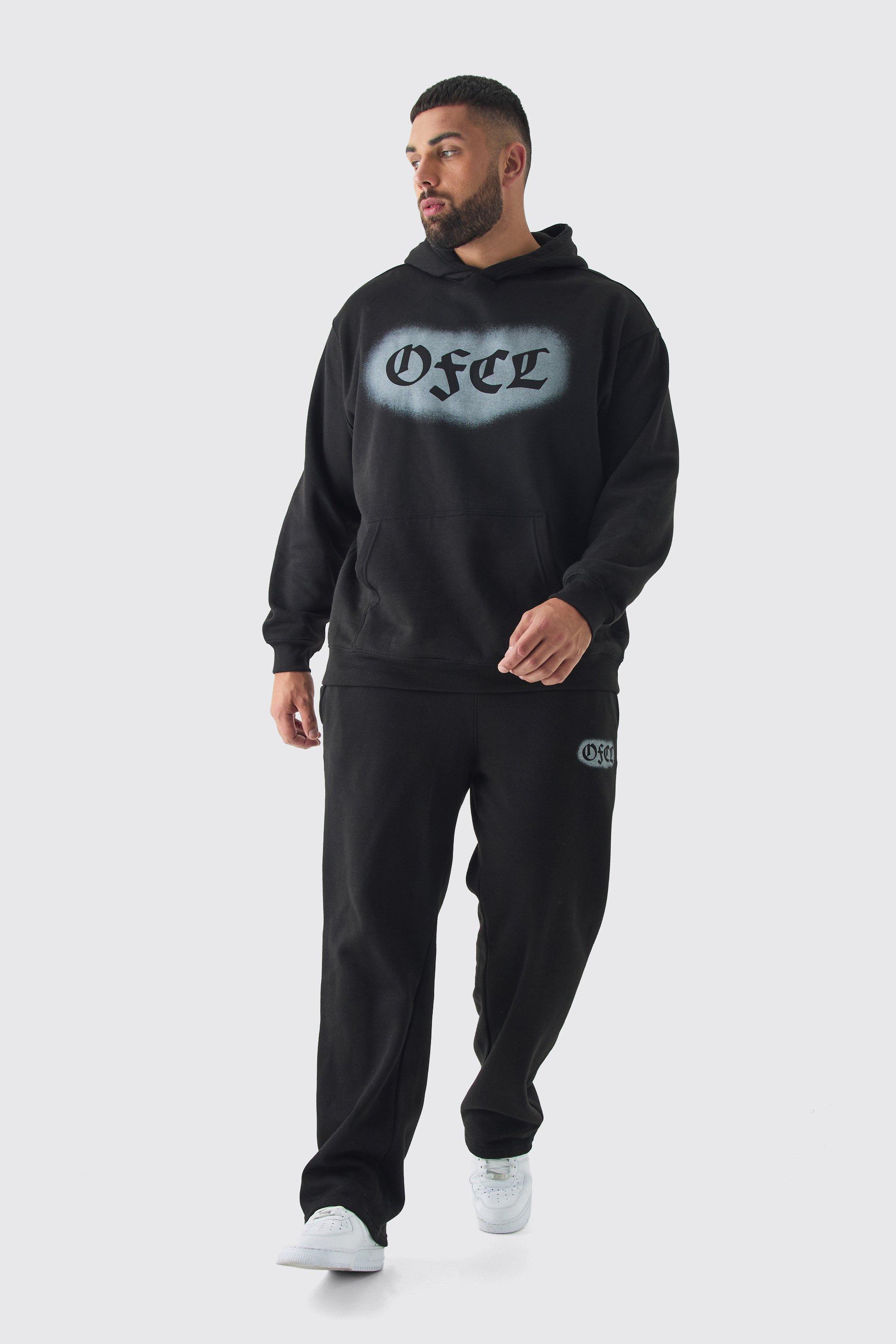 Plus OFCL Spray Hoodie & Relaxed Fit Sweatpants Tracksuit | boohooMAN USA Product Image