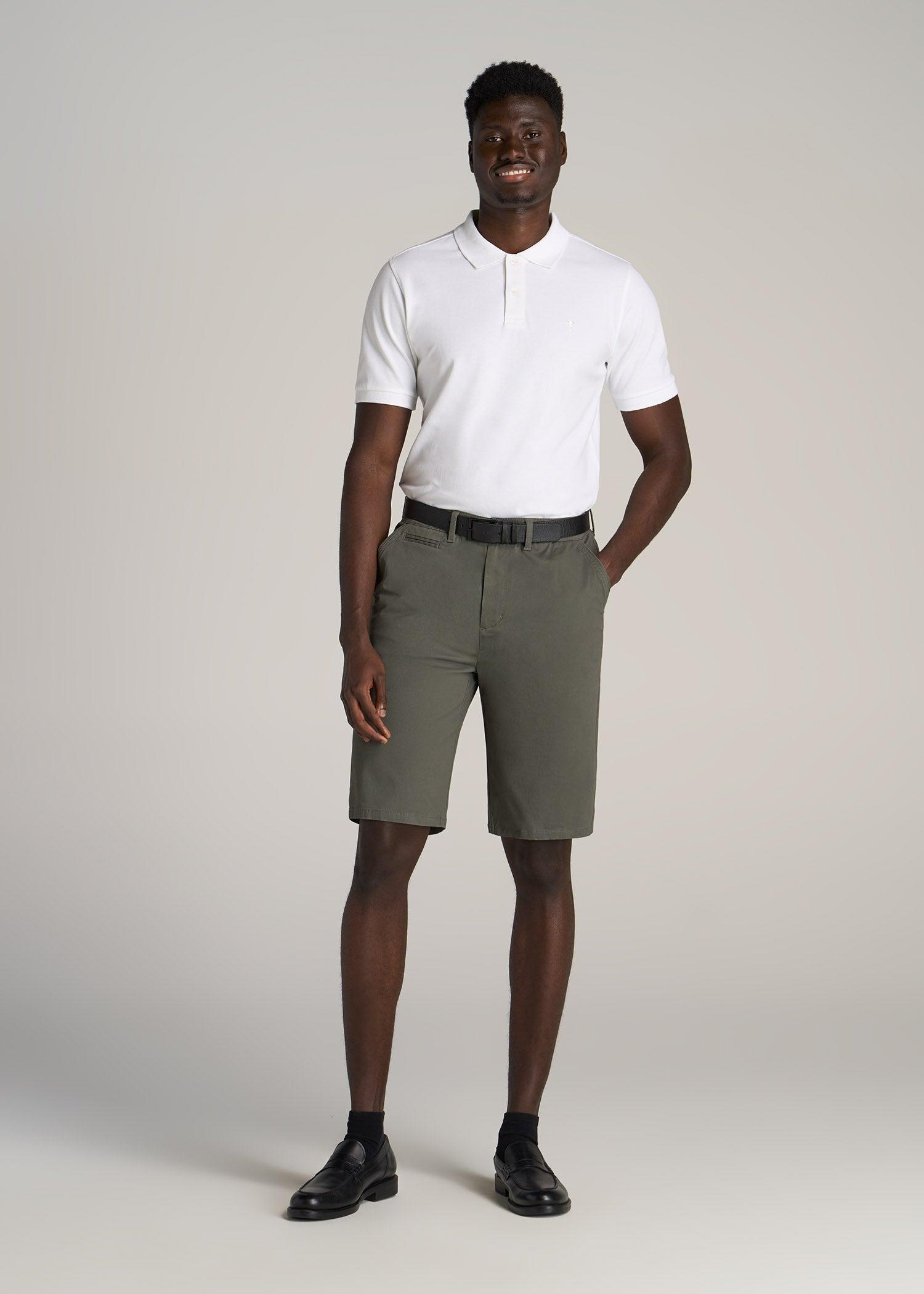 Chino Shorts for Tall Men in Spring Olive Male Product Image