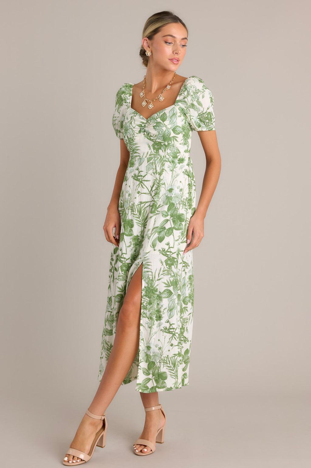 Summer Whispers Green Floral Midi Dress Product Image