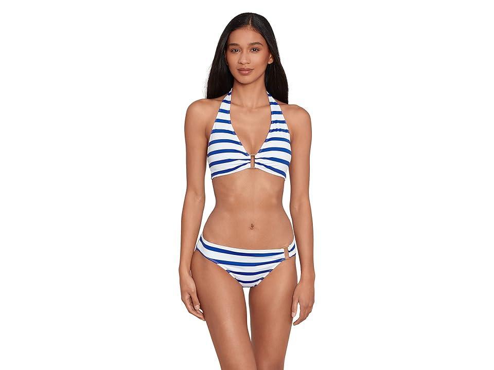 LAUREN Ralph Lauren Port Stripe Ring Halter Top (Royal Blue/White) Women's Swimwear Product Image