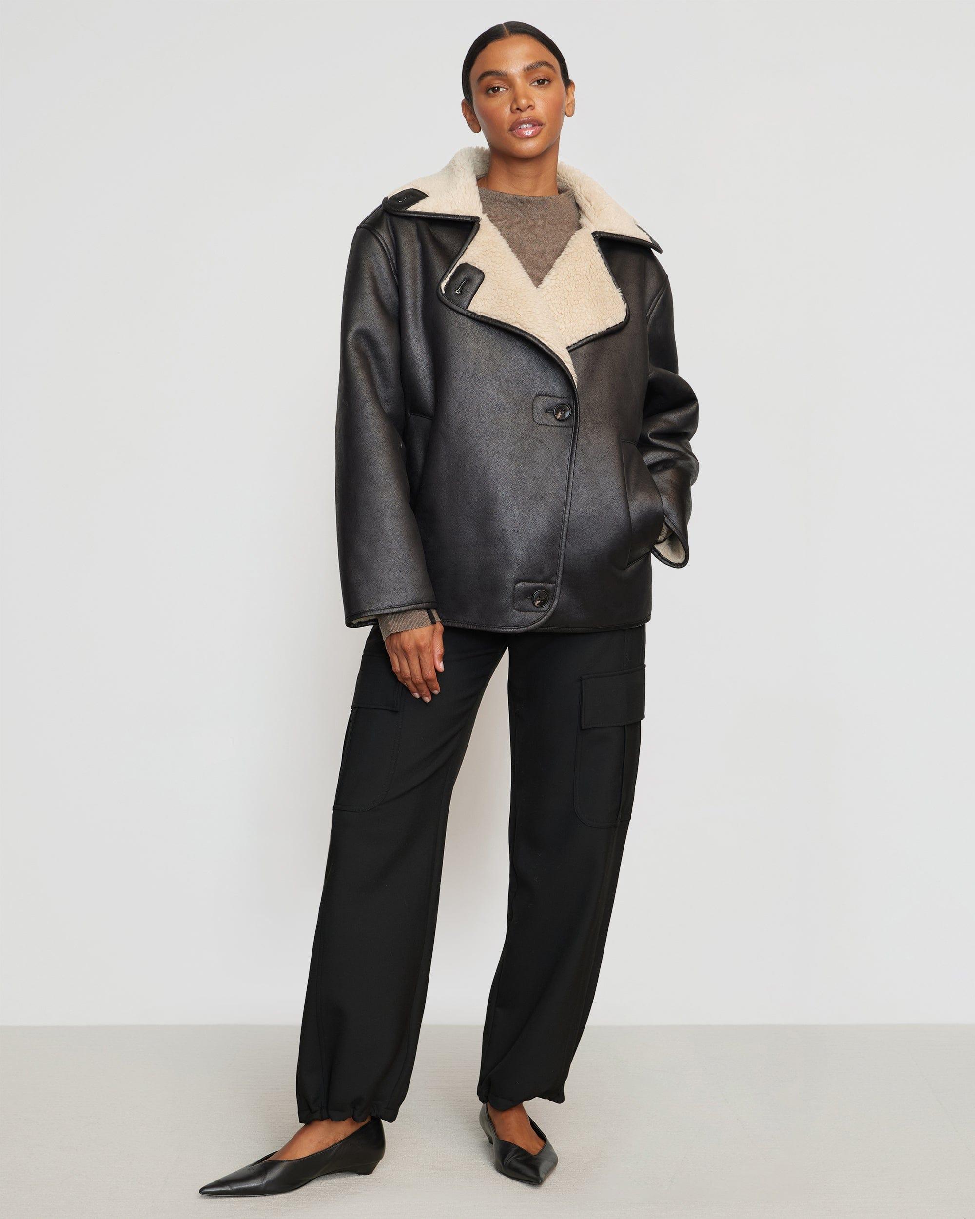 Alec Vegan Leather Shearling Coat Product Image