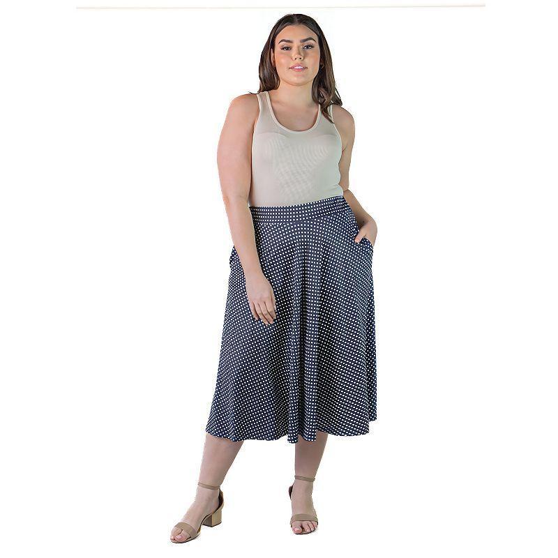 Plus Size 24Seven Comfort Apparel Pleated Pocket Midi Skirt, Womens product image