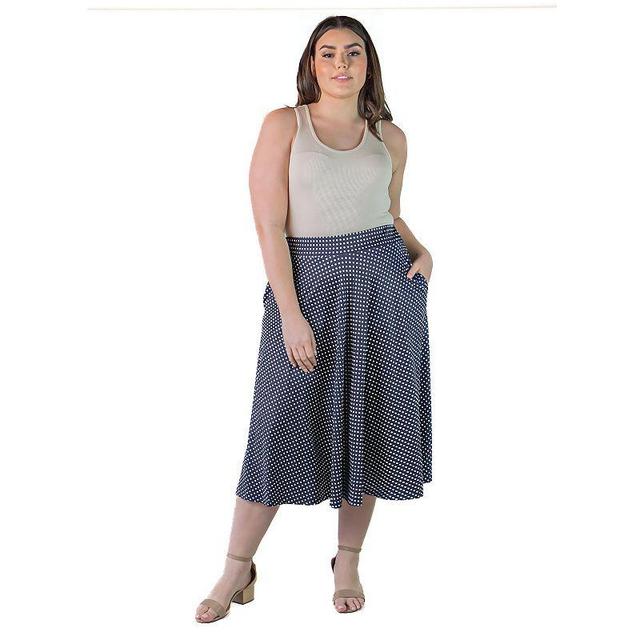 Plus Size 24Seven Comfort Apparel Pleated Pocket Midi Skirt, Womens Product Image