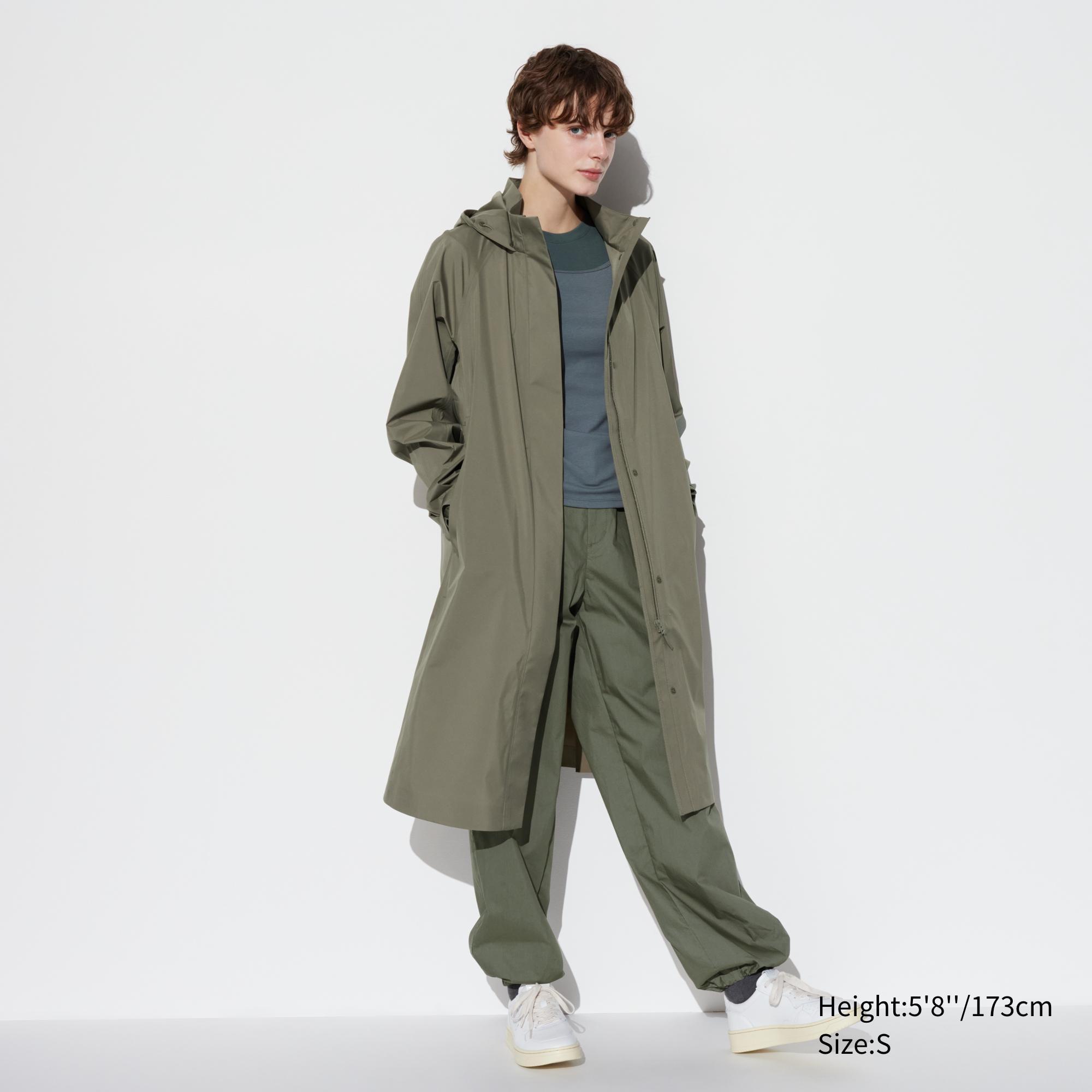 Womens Blocktech Coat with Water-Repellent Olive 2XS UNIQLO US Product Image