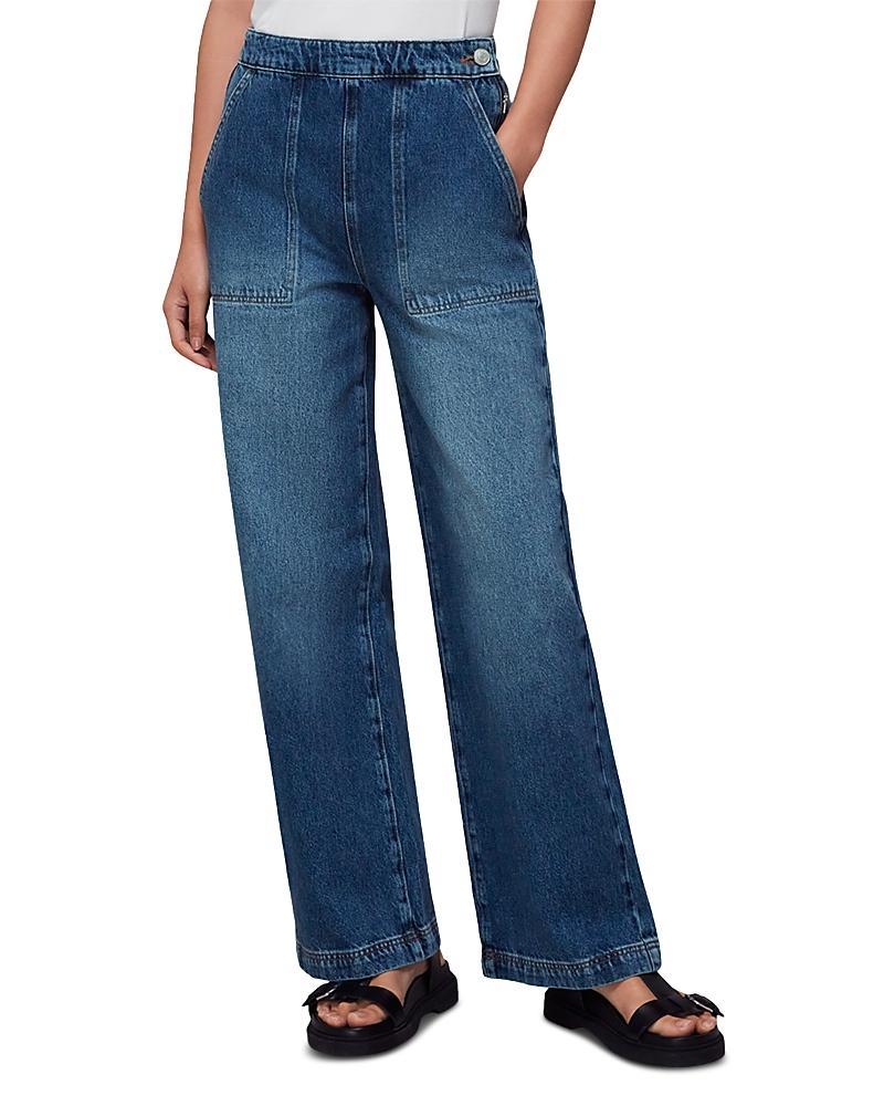 Whistles Cotton Authentic Side Zip Mid Rise Straight Jeans in Denim Product Image