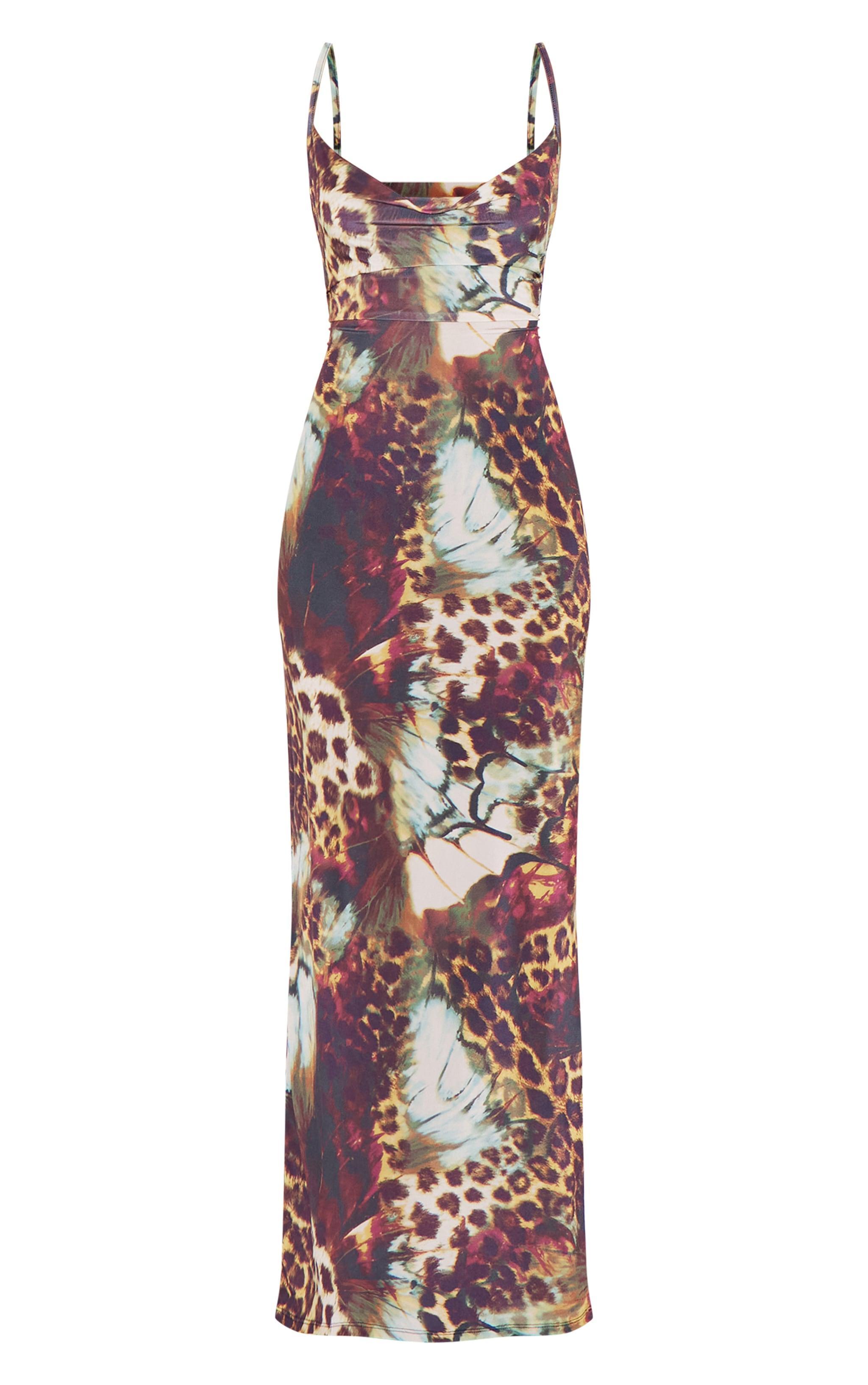 Leopard Abstract Print Slinky Maxi Dress Product Image