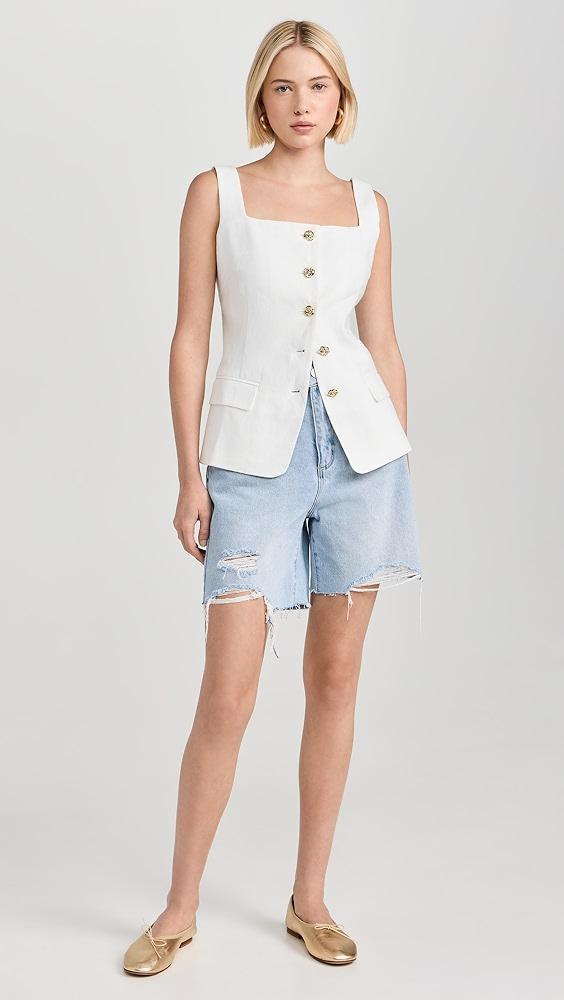 Pixie Market Agatha Gold Button Linen Vest | Shopbop Product Image