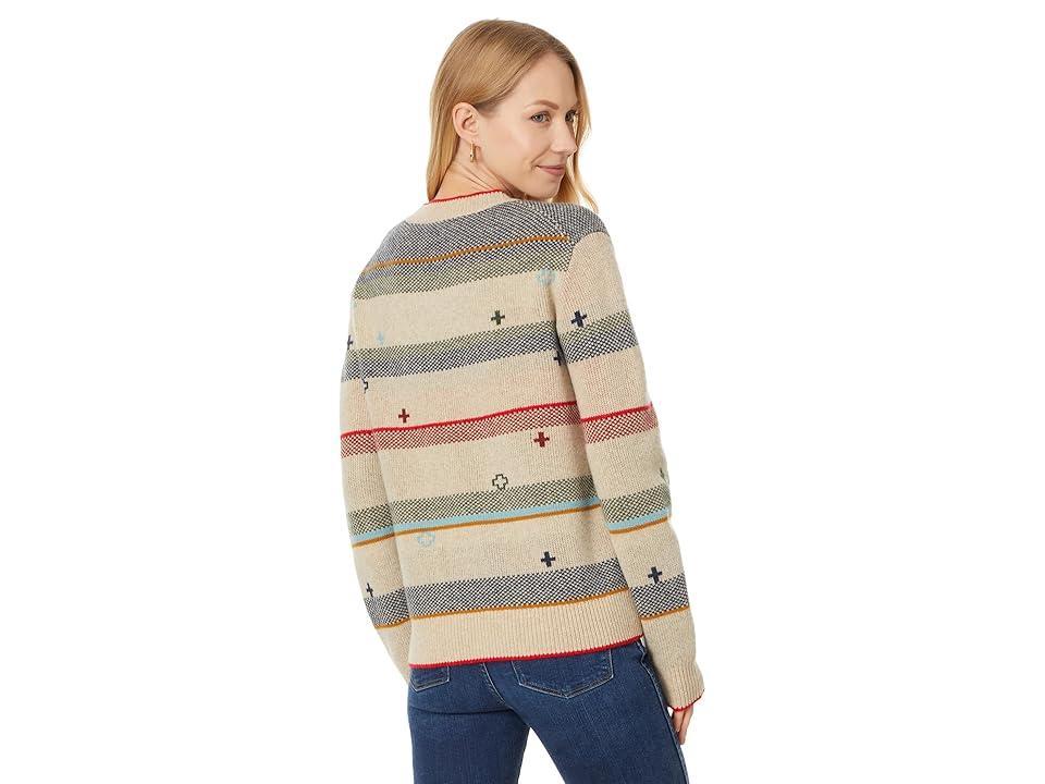 Pendleton Graphic Merino Pullover Sweater (Oatmeal Heather Stripe) Women's Sweater Product Image