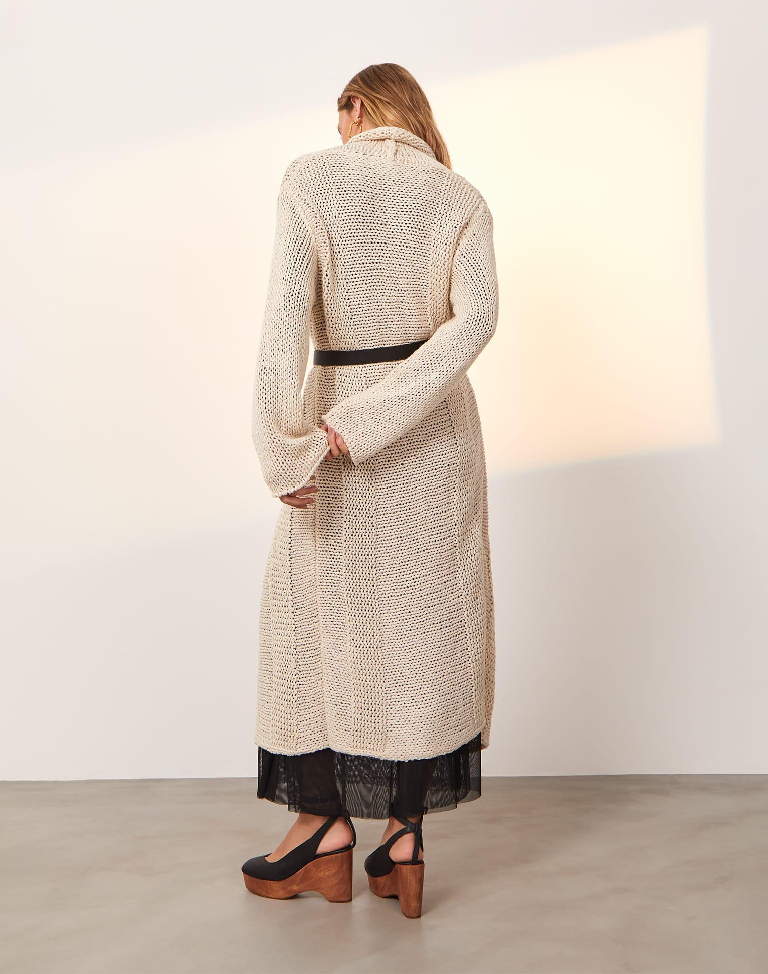 Knit Midi Long Cardigan - Off White Product Image