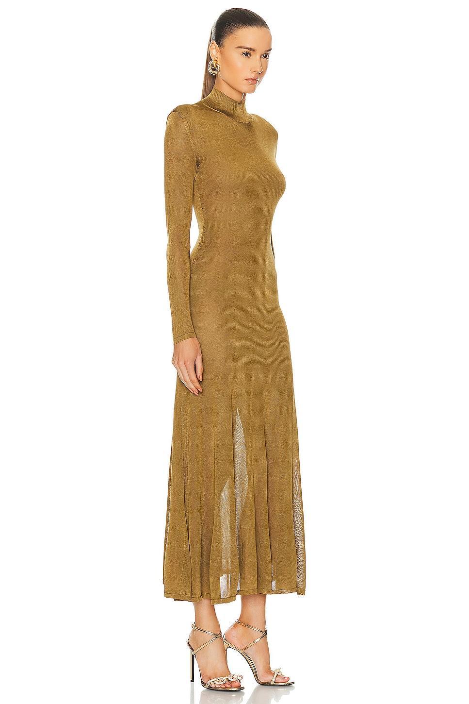 TOM FORD Slinky Turtleneck Dress in Mustard Product Image