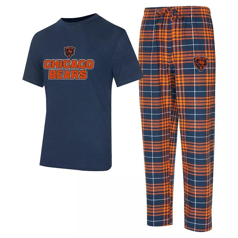 Mens Concepts Sport /Orange Chicago Bears Vector T-Shirt & Flannel Pants Sleep Set Blue Product Image