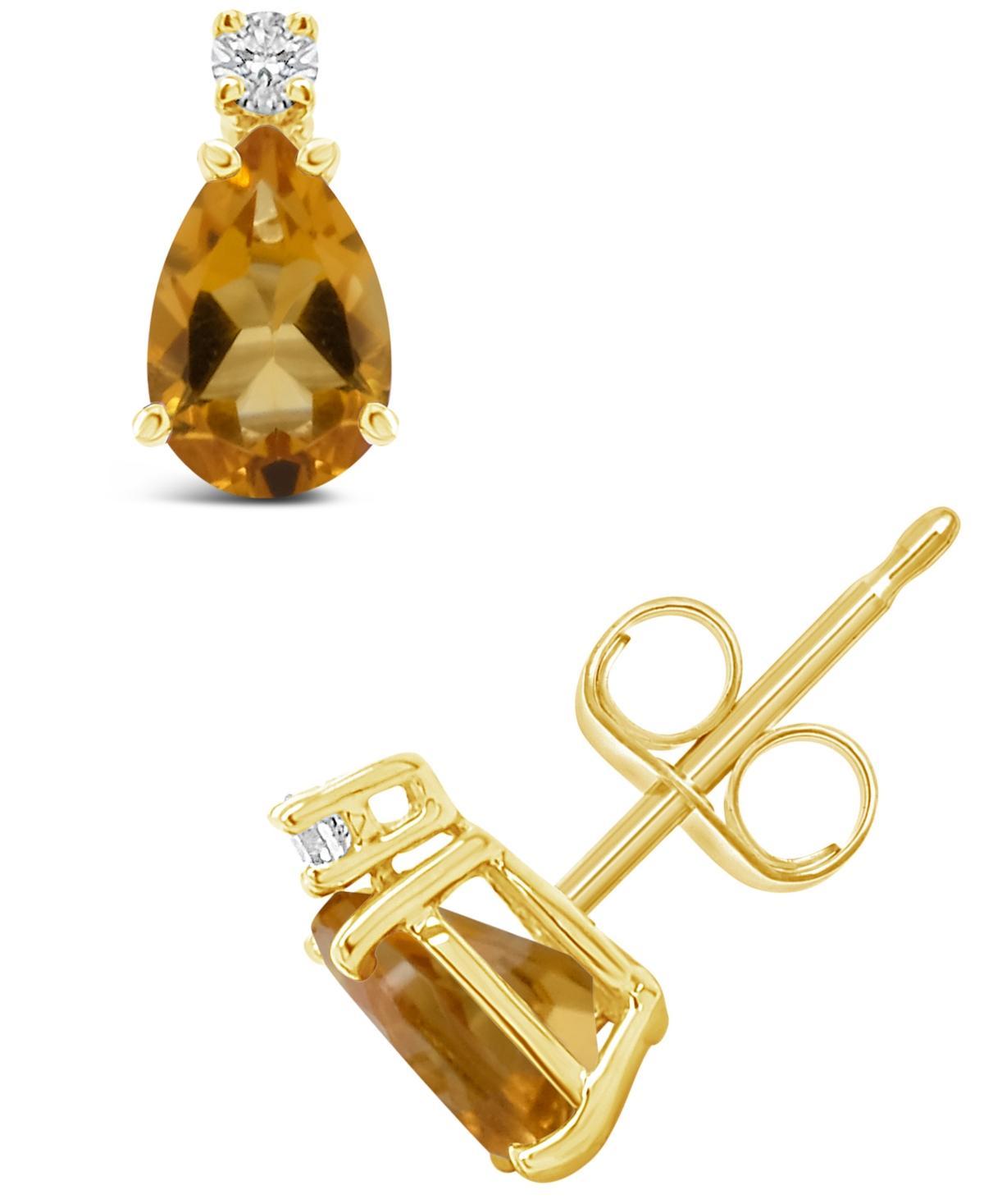 Citrine (3/4 ct.t.w) and Diamond Accent Stud Earrings in 14K Yellow Gold Product Image