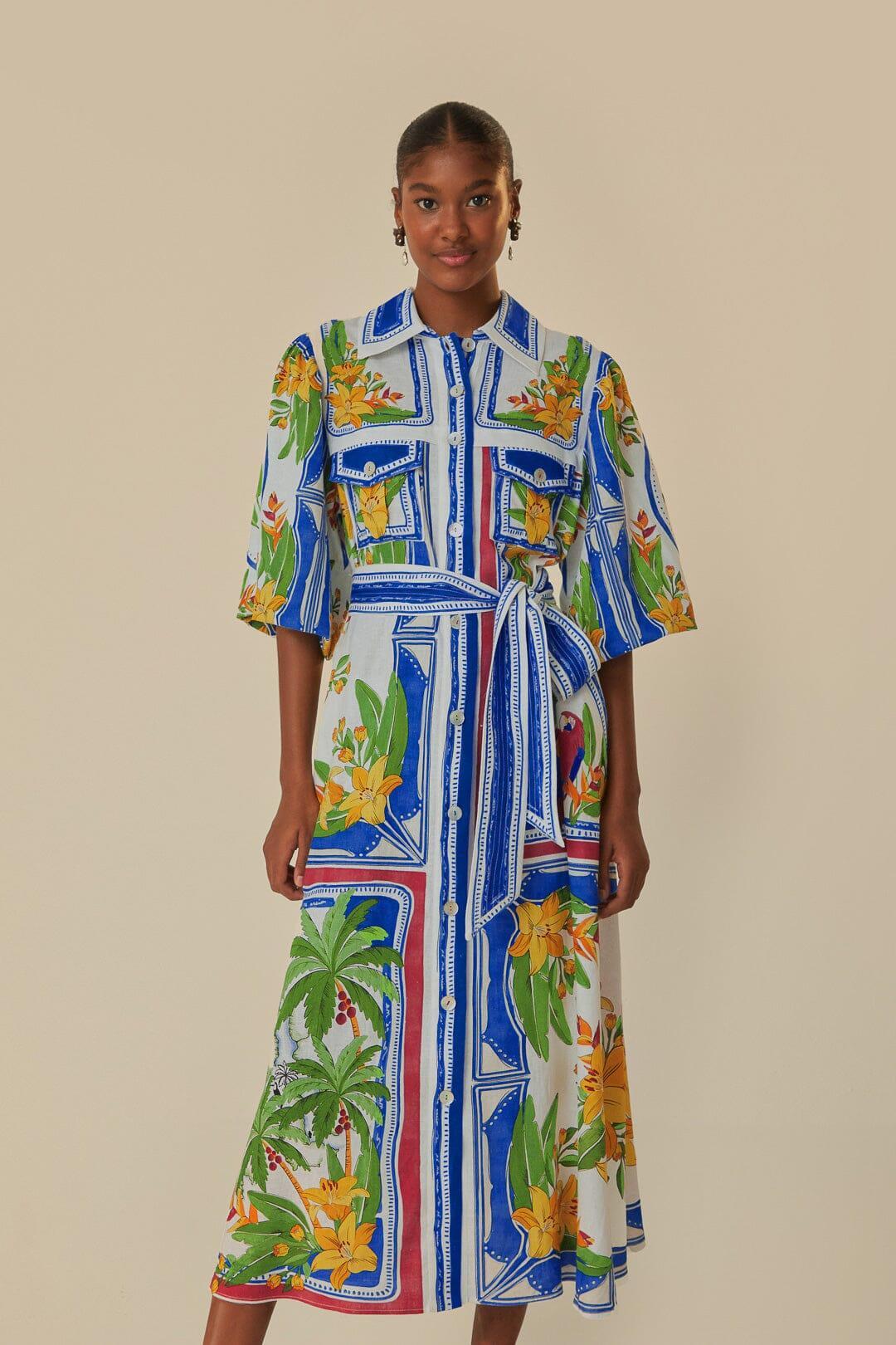 Off-White Tropical Destination Midi Dress Product Image