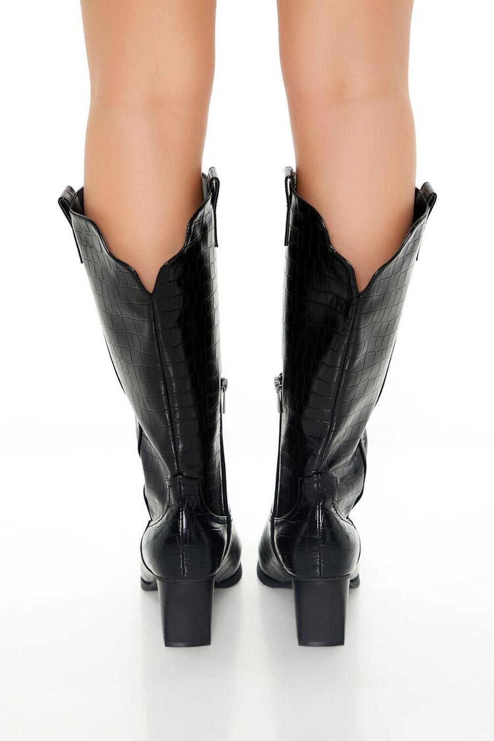 Faux Croc Block Heel Boots | Forever 21 Product Image