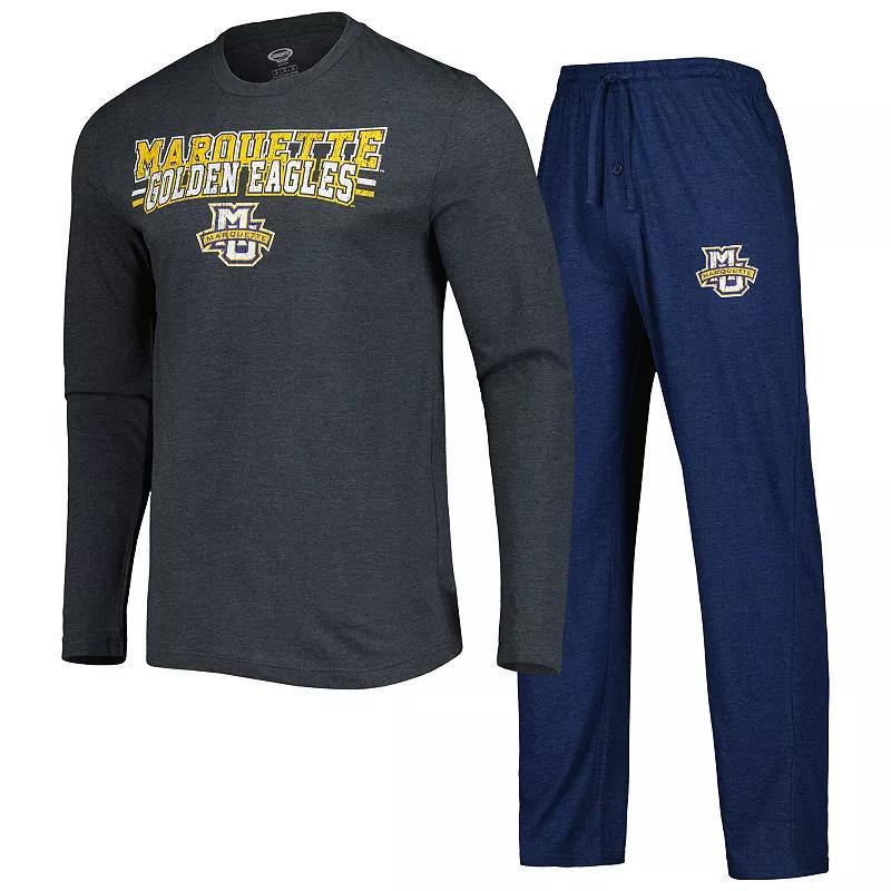 Mens Concepts Sport Navy/Charcoal Marquette Golden Eagles Meter Long Sleeve T-Shirt & Pants Sleep Set Mrq Blue Product Image