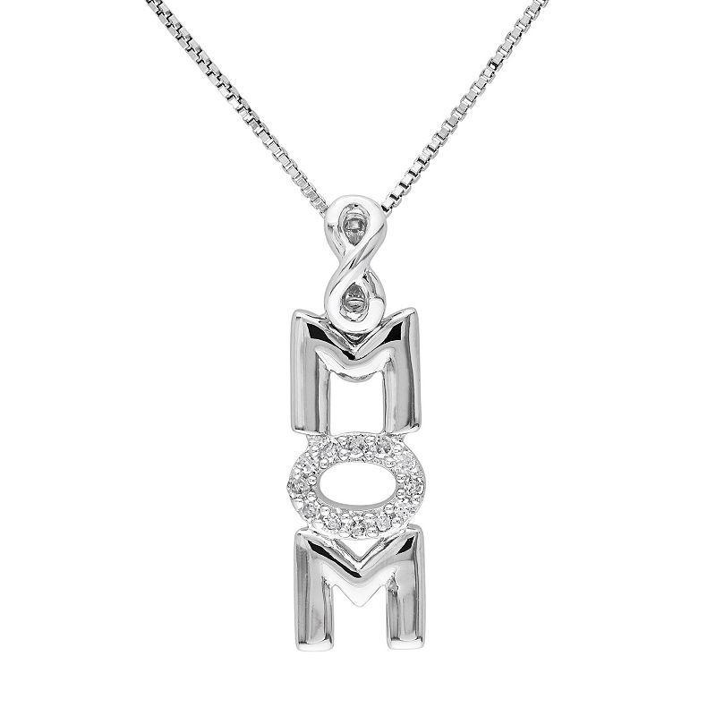 Stella Grace Diamond Accent Sterling Silver Mom Infinity Pendant Necklace, Womens White Product Image