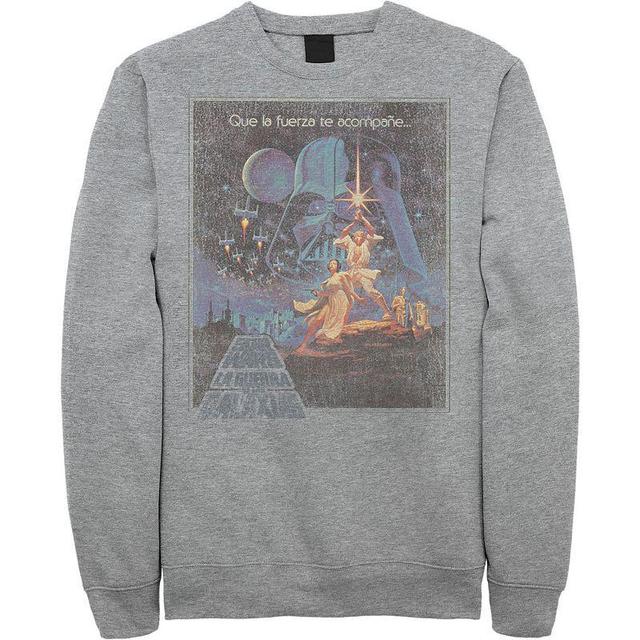 Mens Star Wars Faded VHS Cover Fleece Sweatshirt Athletic Grey Product Image