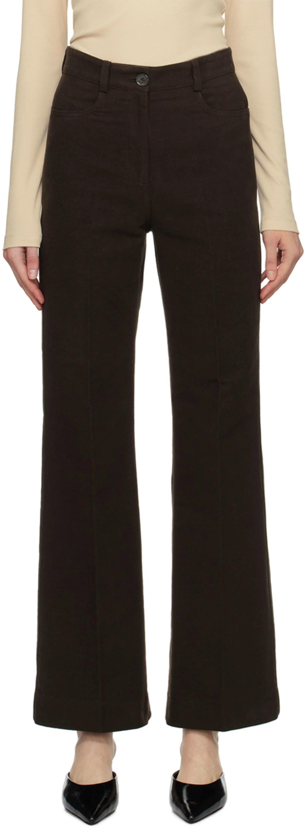 Flared Cotton-moleskin Trousers In Brown product image