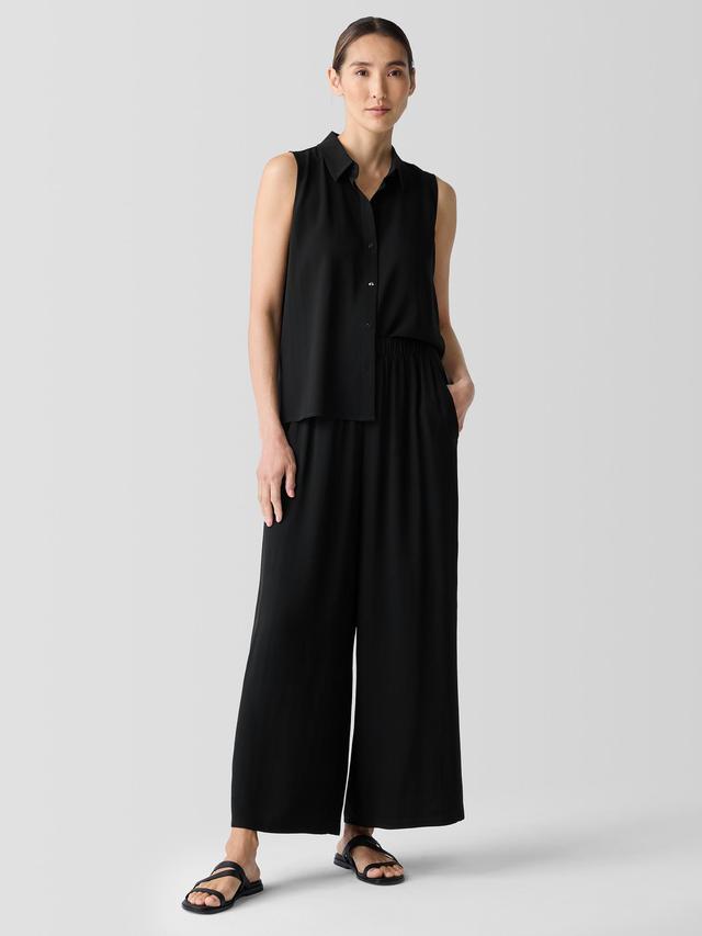 EILEEN FISHER Silk Georgette Crepe Wide-Leg Pantfemale Product Image