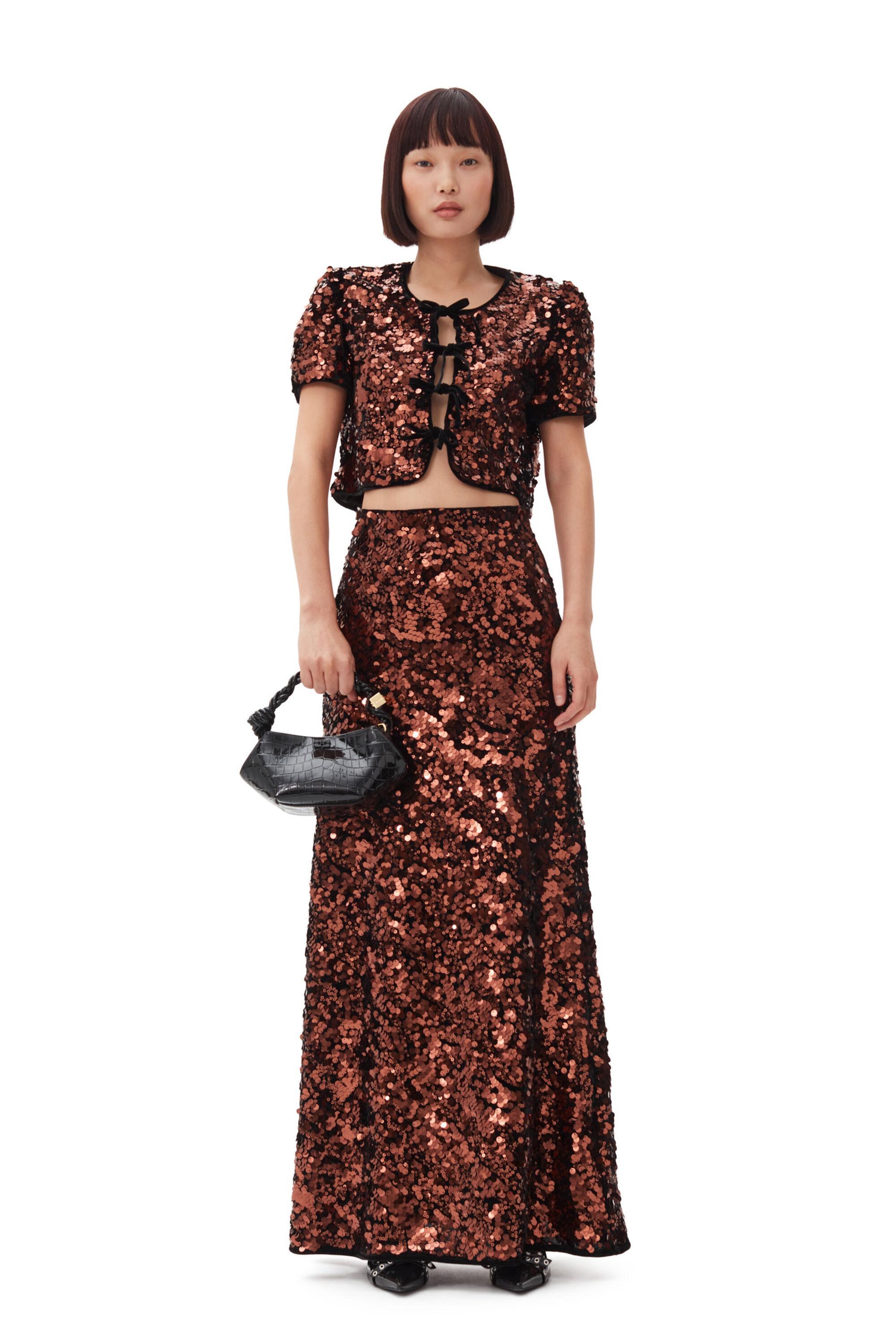 Brown Sequins Maxi Skirt product image