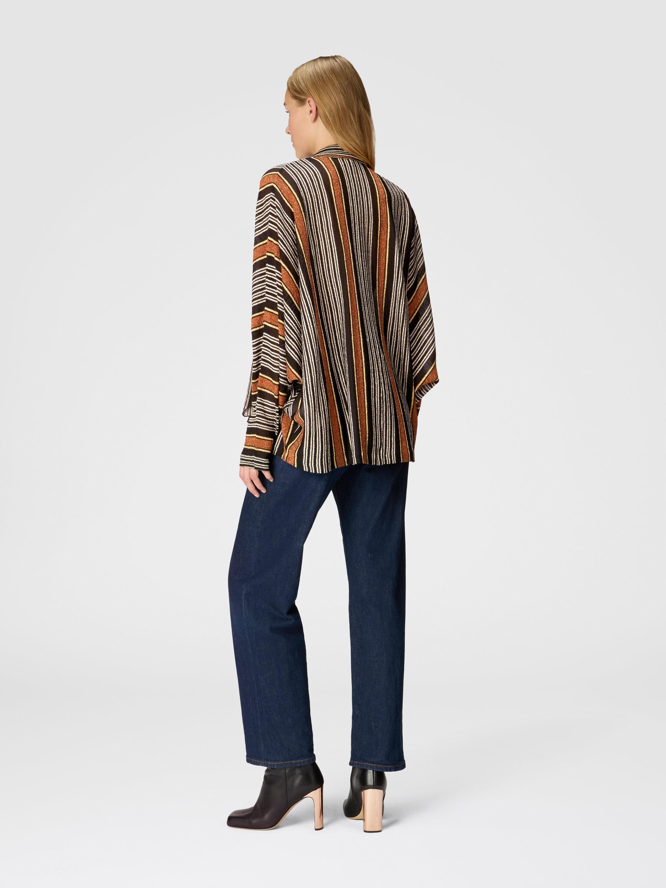 Blouse with scarf collar in lamé striped viscose Product Image