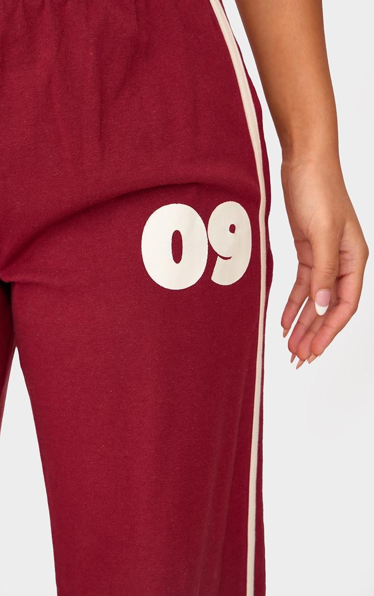 Petite Burgundy Sports Graphic Straight Leg Pants Product Image