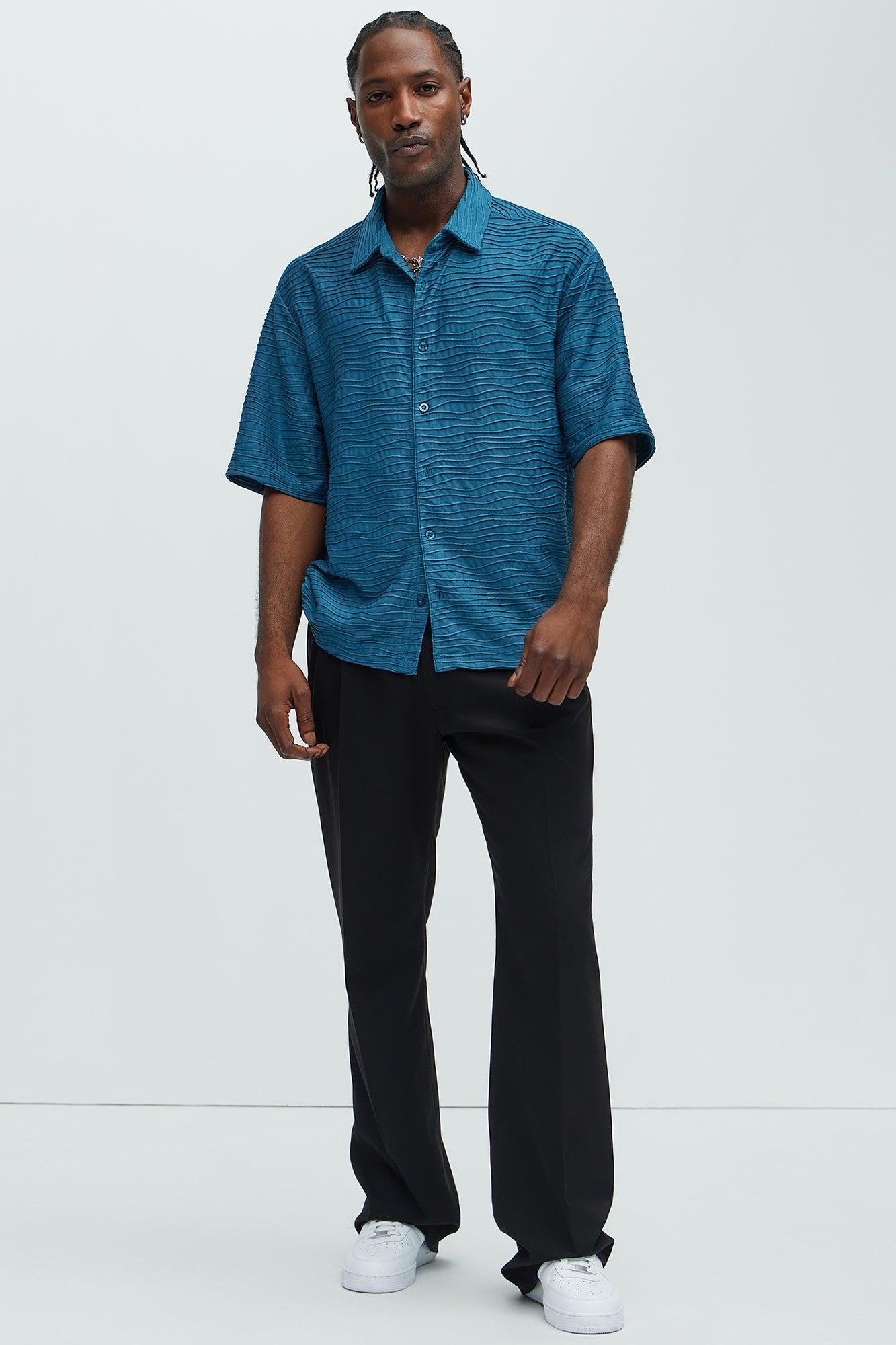 Sounds Good Textured Shirt - Blue Product Image